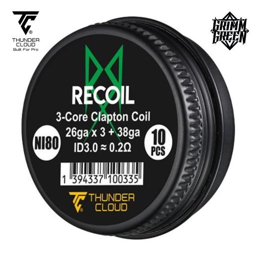 3-Core Clapton Coils Ni80 0.2Ω (10pcs) - Thunder Cloud x Grimm Green