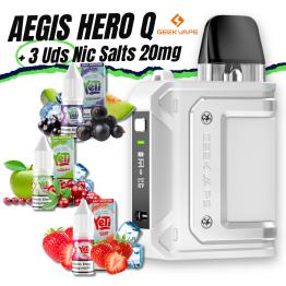 Aegis Hero Q (White) Geekvape + 3 unidades sais de nicotina 10ml 20mg