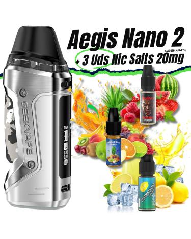 Aegis Nano 2 (POLAR SILVER) Geekvape + 3 uds Nic Salts 10ml 20mg
