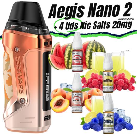Aegis Nano 2 (SUNSET YELLOW) Geekvape + 4 uds Nic Salts 10ml 20mg