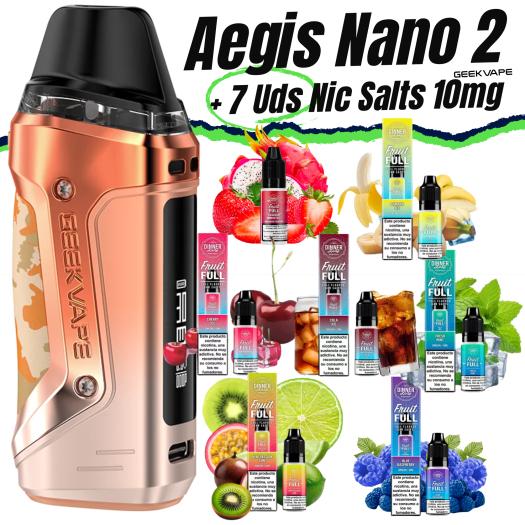 Aegis Nano 2 (SUNSET YELLOW) Geekvape + 7 uds Nic Salts 10ml 10mg