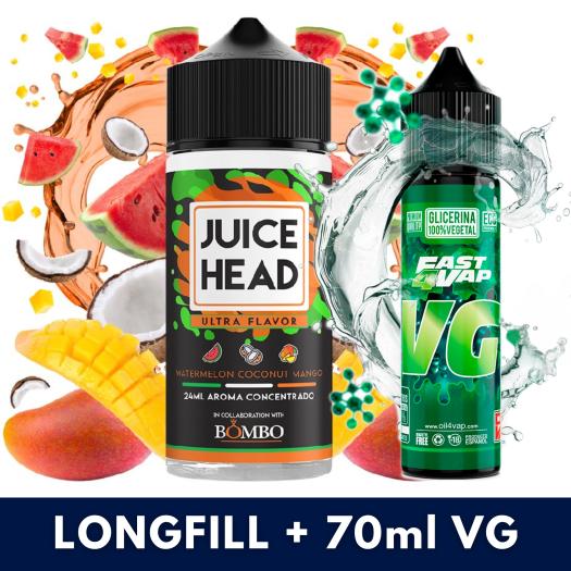 Aroma Watermelon Coconut Mango 24ml (Longfill) + VG FAST 70ML - Juice Head & Bombo Aroma Watermelon Coconut Mango 24ml (Longfill) + VG FAST 70ML - Juice Head & Bombo