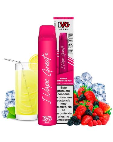 Berry Lemonade Ice 600puffs - IVG Bar Plus 20mg - POD Descartável