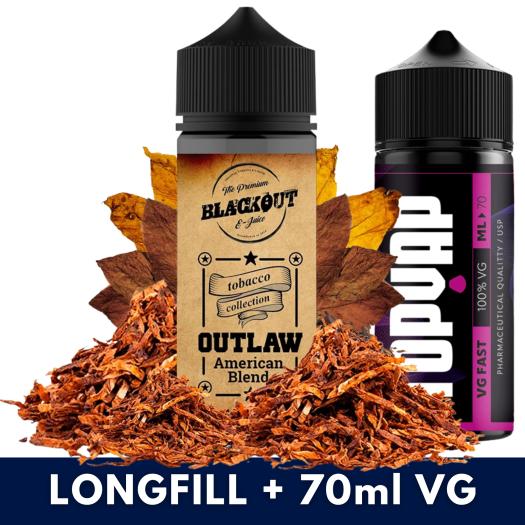 Blackout Outlaw American Blend Shot 10ml/120 (Longfill) + 70ml VG Fast Blackout Outlaw American Blend Shot 10ml/120 (Longfill) + 70ml VG Fast