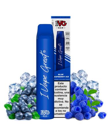 Blue Raspberry Ice 600puffs - IVG Bar Plus 20mg - POD Descartável