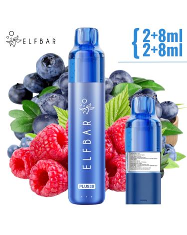 BLUEBERRY SOUR RASPBERRY Kit Plus30 20mg Elfbar | 2+8ML x2 |