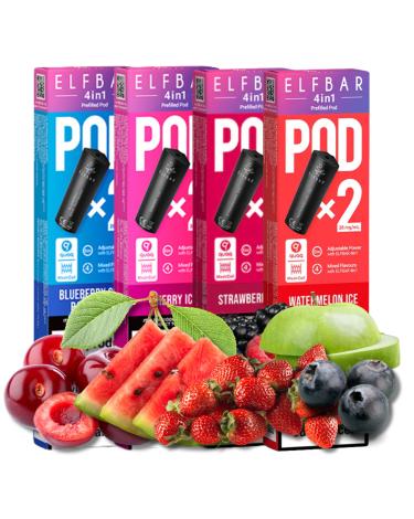2 Cartuchos pré-cheios de 2 ml para a bateria Elfbar 4em1 (2 uds - 20 mg)