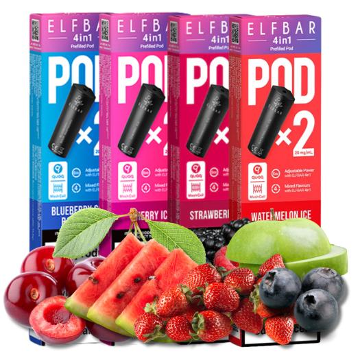 2 Cartuchos pré-cheios de 2 ml para a bateria Elfbar 4em1 (2 uds - 20 mg)