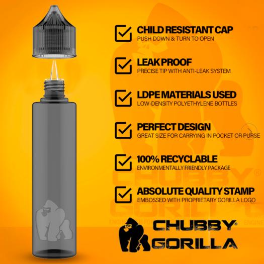 Chubby Gorilla LDPE Unicorn Bottles 60ml (Suaves) [Preto]