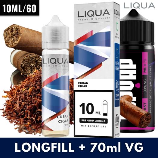 Cuban Cigar 10ml/60 (Longfill) Liqua + 70ml VG Fast