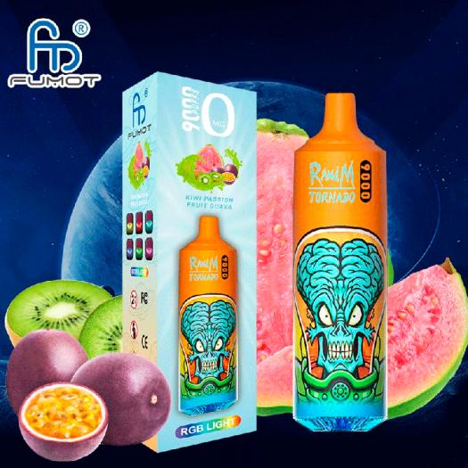 Descartável Kiwi Passion Fruit Guava Tornado 9000 Puff - 600mAh Fumot SEM NICOTINA