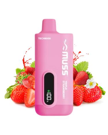 Descartável Muss Tech8000 TRIPLE STRAWBERRY - Sem Nicotina 8000 Puff