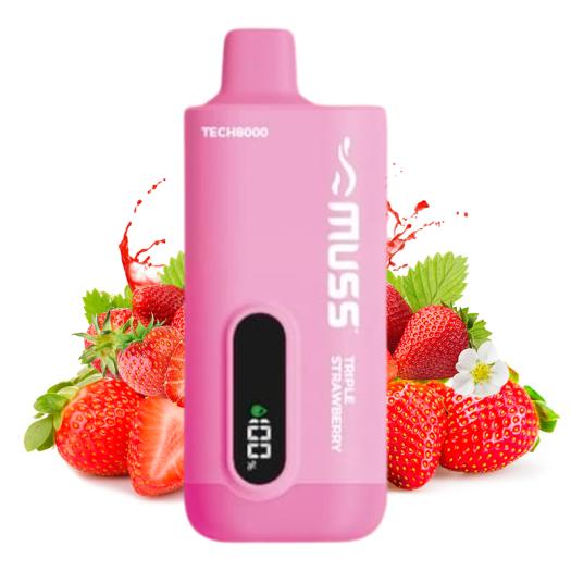 Muss Tech 8000 Triple Strawberry descartável - Sem nicotina 8000 Puffs