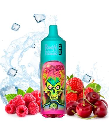 Descartável Strawberry Raspberry Cherry Ice Tornado 9000 Puff - 600mAh Fumot SEM NICOTINA