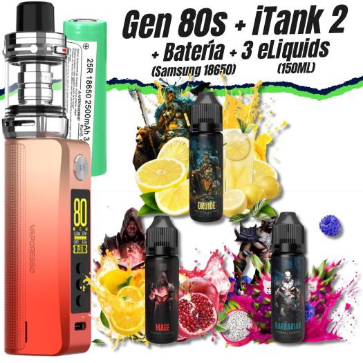 GEN 80S iTank 2 Version (NEON ORANGE) + Pilha 18650 + 3 Líquidos (150ml)