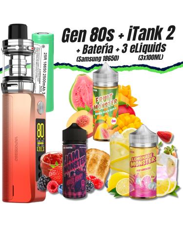 GEN 80S iTank 2 Version (NEON ORANGE) + Pilha Samsung 18650 + 3 Líquidos (300ml)