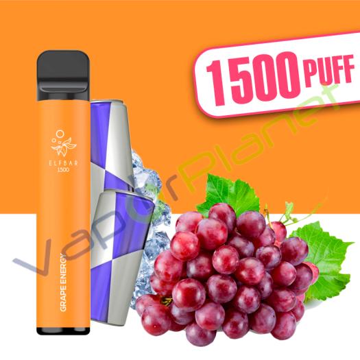 GRAPE ENERGY Elf Bar 1500 4,8ml Pod System - Descartável - SEM NICOTINA