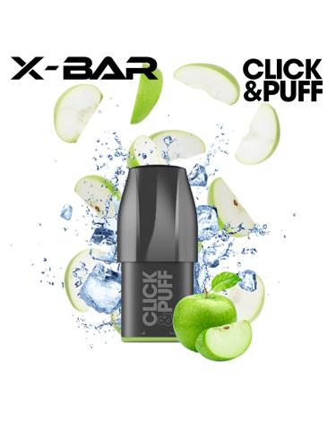 GREEN APPLE Cartucho Click & Puff X-Bar 2ml 20mg 600 Puff (1 unidade)