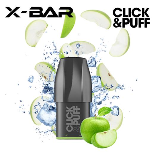 GREEN APPLE Cartucho Click & Puff X-Bar 2ml 20mg 600 Puff (1 unidade)