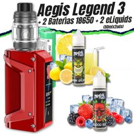 Kit Aegis Legend 3 (RED) + 2 Pilhas 18650 + 2 Liquidos (2x50ml)