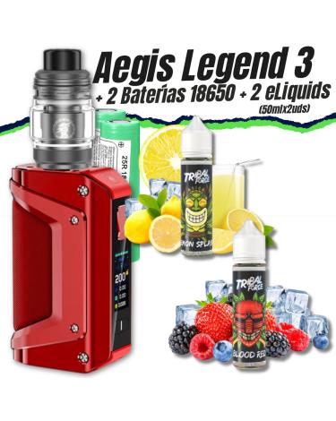 Kit Aegis Legend 3 (RED) + 2 Pilhas 18650 + 2 Liquidos (2x50ml)