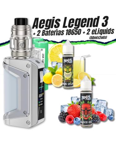Kit Aegis Legend 3 (SILVER) + 2 Pilhas 18650 + 2 Liquidos (2x50ml)