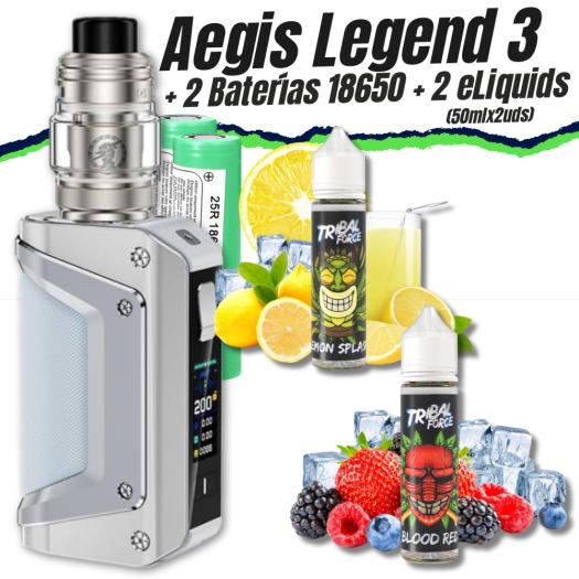 Kit Aegis Legend 3 (SILVER) + 2 Pilhas 18650 + 2 Liquidos (2x50ml)
