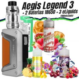 Kit Aegis Legend 3 (Titanium Gray) + 2 Pilhas 18650 + 3 Líquidos (3x100ml)
