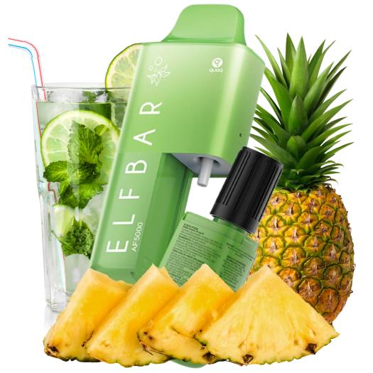 Kit Descartável Mojito Pineapple 20mg AF5000 ELFBAR - 5000 Puffs (Cartucho de 2ml + Frasco de 10ml) Kit Descartável Mojito Pineapple 20mg AF5000 ELFBAR - 5000 Puffs (Cartucho de 2ml + Frasco de 10ml)
