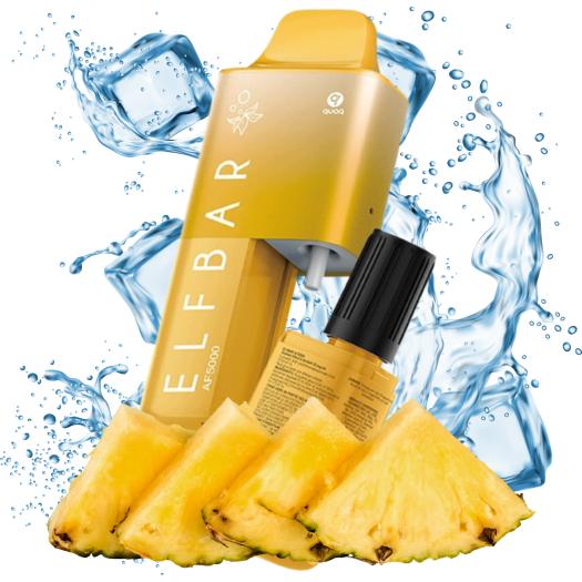 Kit Descartável Sour Ice Pineapple 20mg AF5000 ELFBAR - 5000 Puffs (Cartucho de 2ml + Frasco de 10ml)