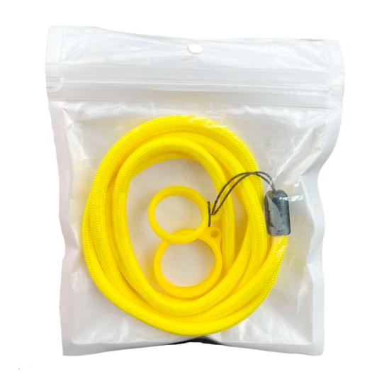 Lanyard com anel de silicone amarelo
