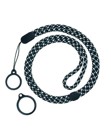 Lanyard ajustável BLACK / WHITE com 2 anéis de silicone