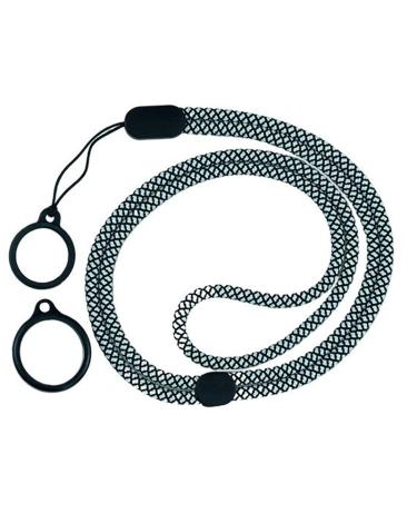 Lanyard ajustável BLACK / GREY com 2 anéis de silicone