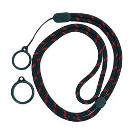 Cordão ajustável PRETO E VERMELHO com 2 anéis de silicone