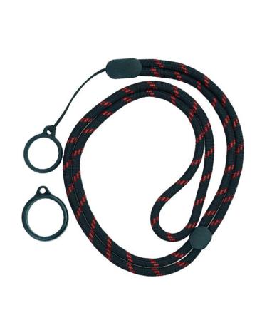 Cordão ajustável PRETO E VERMELHO com 2 anéis de silicone