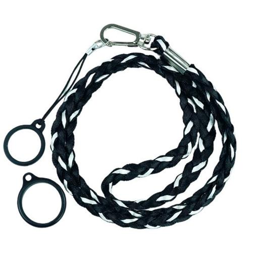 Lanyard trançado Black/Grey com 2 anéis de silicone