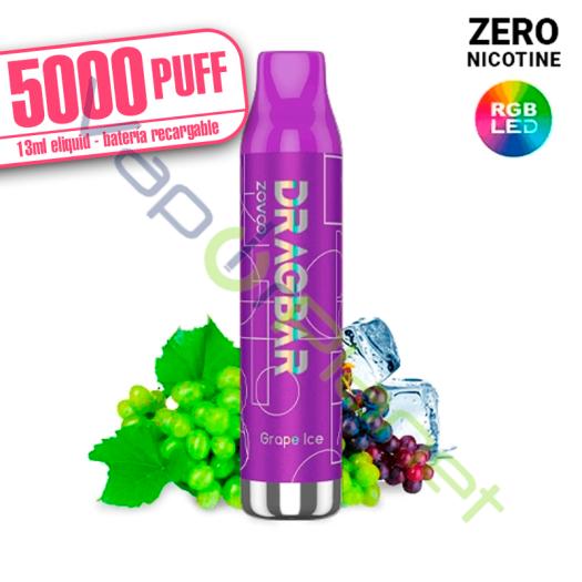 LED - Dragbar GRAPE ICE 13ml - 5000 PUFF - Zovoo by VooPoo - Descartável SEM NICOTINA
