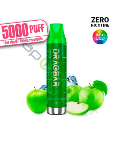 LED - Dragbar GREEN APPLE ICE 13ml - 5000 PUFF - Zovoo by VooPoo - Descartável SEM NICOTINA