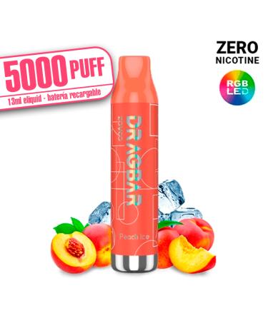 LED - Dragbar PEACH ICE 13ml - 5000 PUFF - Zovoo by VooPoo - Descartável SEM NICOTINA