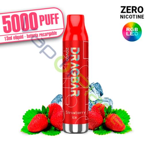 LED - Dragbar STRAWBERRY ICE 13ml - 5000 PUFF - Zovoo by VooPoo - Descartável SEM NICOTINA