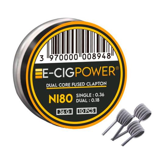 Ni80 Dual Core Fused Clapton - E-Cig Power - 10 Coils