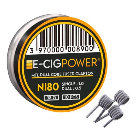 Ni80 MTL Dual Core Fused Clapton - E-Cig Power - 10 Coils