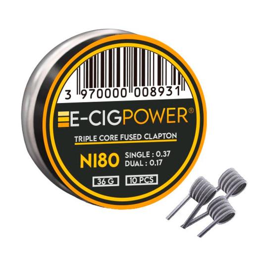 Ni80 Triple Core Fused Clapton - E-Cig Power - 10 Coils