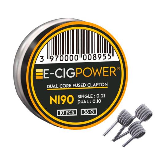 Ni90 Dual Core Fused Clapton - E-Cig Power - 10 Coils