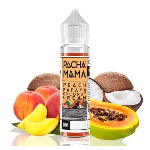▲ PACHAMAMA eJuice PEACH PAPAYA COCONUT CREAM 50 ml + Nicokit Gratis