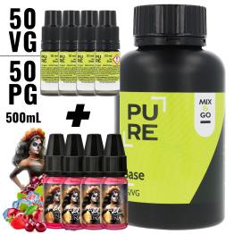 Pack 500 ml Base 50/50 Mix&Go Pure (Fast) + 4 Uds Aroma Luna 10ml