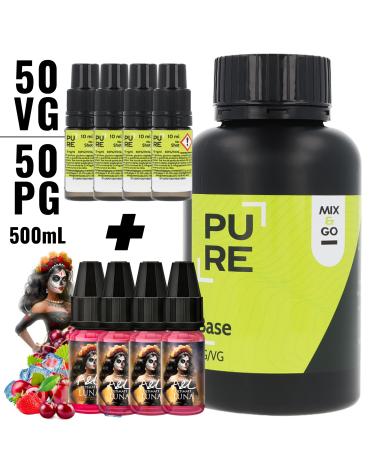 Pack 500 ml Base 50/50 Mix&Go Pure (Fast) + 4 Uds Aroma Luna 10ml