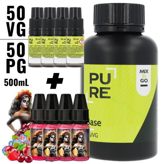 Pack 500 ml Base 50/50 Mix&Go Pure (Fast) + 4 Uds Aroma Luna 10ml