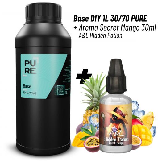 Pack Base DIY 1L 30PG/70VG PURE + Aroma Secret Mango 30ml
