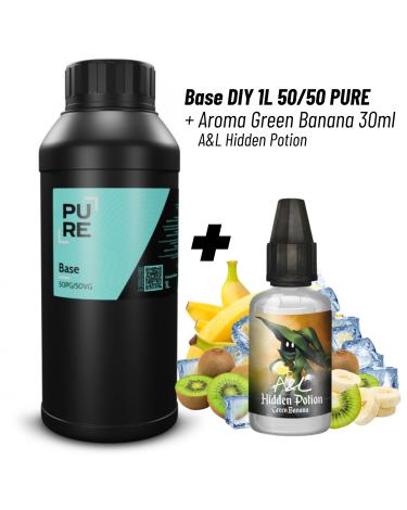 Pack Base DIY 1L 50PG/50VG PURE + Aroma Green Banana 30ml
